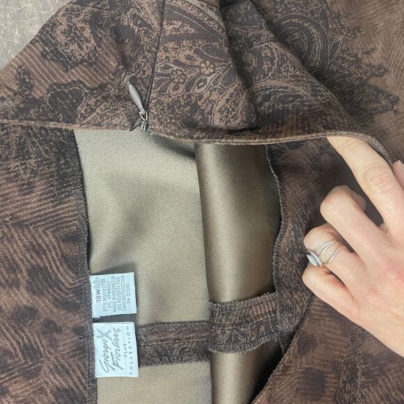 Vintage Giorgio Fiorlini Plus Size Mini Skirt Size 18 Whimsigoth Paisley Brown - Picture 4 of 9